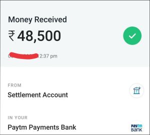 Rs.48,500 payment proof