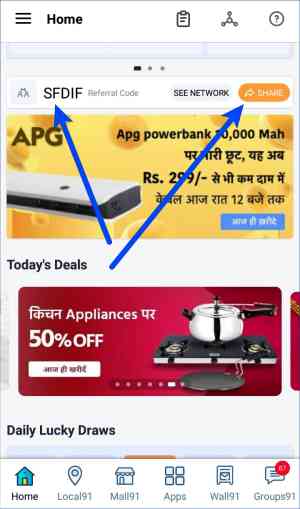 Mall91 App Refer and Earn